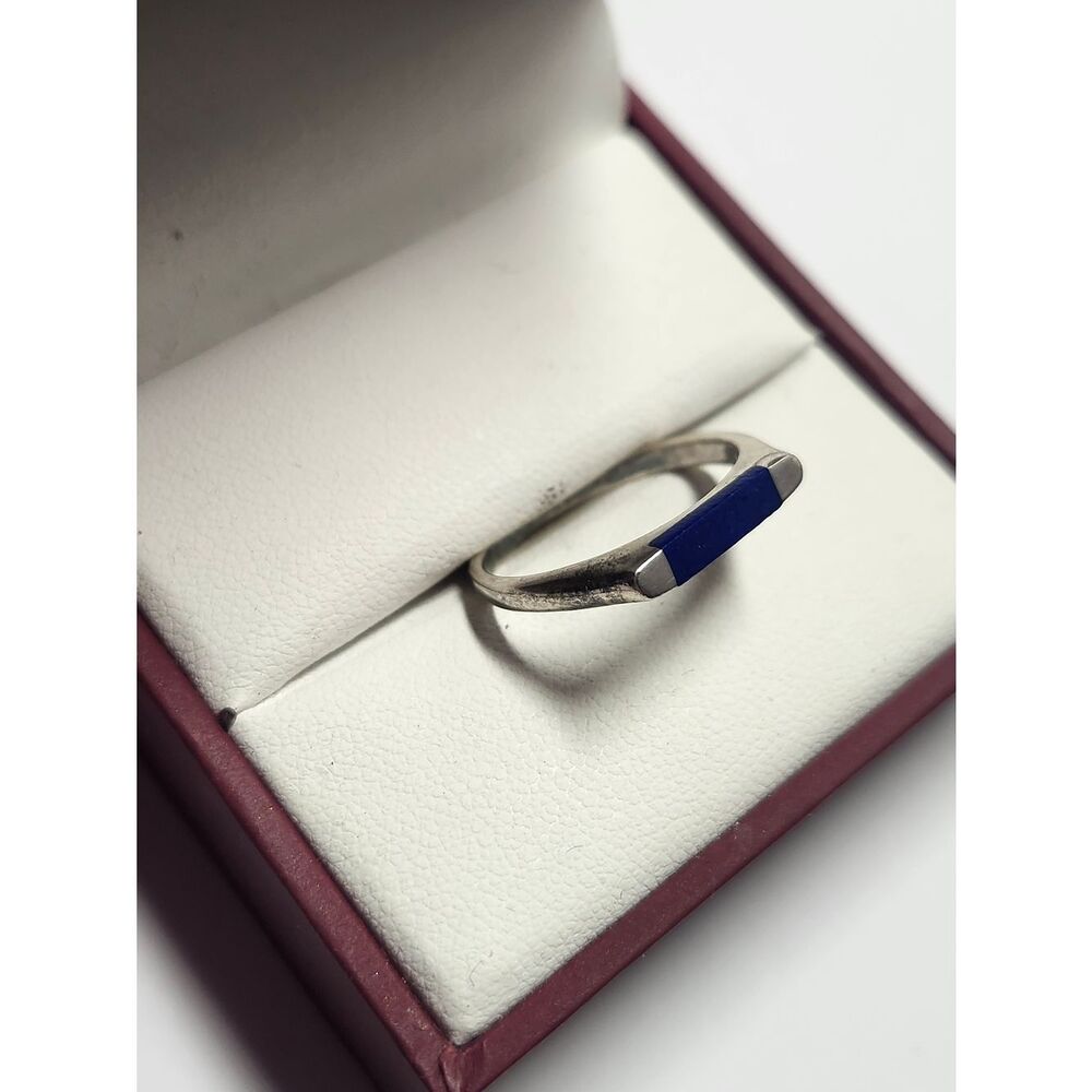 Sterling Silver Lapis Lazuli Band Ring Size 8